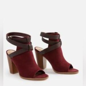 Preloved Just Fab Amelia Women's‎ Burgundy Heeled Sandals size 10W